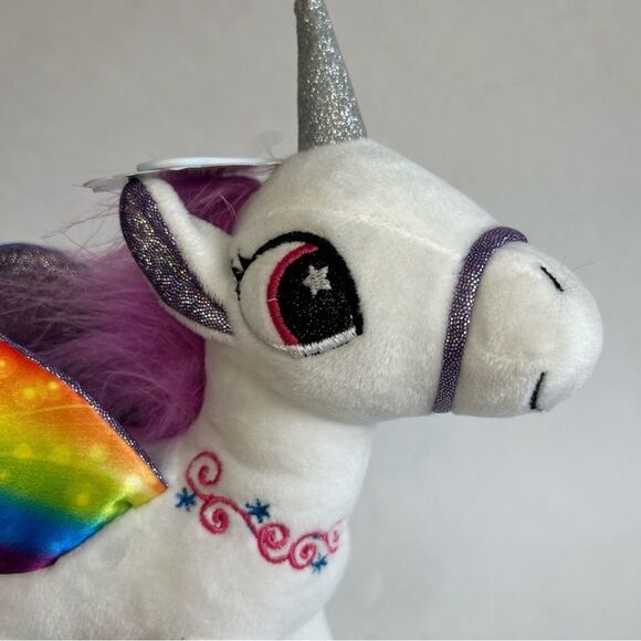 NWT White Magical Unicorn Pony With Rainbow Wings Purple Hair - Picture 2 of 12
